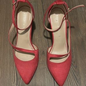 Kelly + Katie size 7 hot pink, suede heels with ankle straps